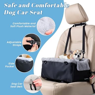 Rumi Pawz Premium Dog Car Seat for Small Pets – Safe & Secure Travel Seat with Sturdy Design, Adjustable Straps & Storage Pockets – Ideal for Small Dogs & Cats! - Image 3