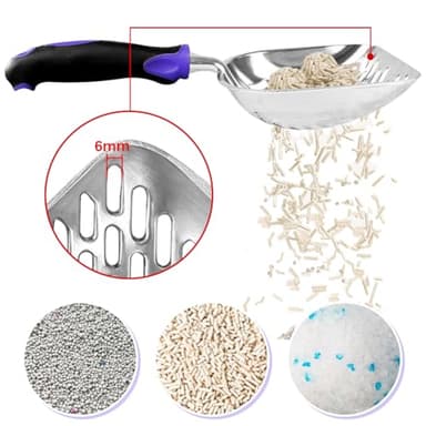 Apidgrowth Cat Litter Scoop-Metal Cat Scooper-Long Handle Scoop,Cat Scooper-Poop Sifting-Mesh Shovel-Suitable for Cat Litter Box (Purple) - Image 3