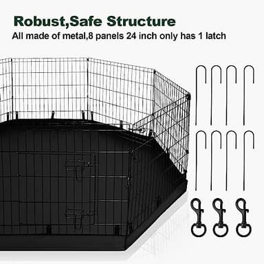 PJYuCien Dog Playpen - 8 Panels 36”H Metal Foldable Dog Exercise Pen, Pet Fence Puppy Crate Kennel Indoor Outdoor with Top Cover & Bottom Pad for Medium Large Pets - Image 7
