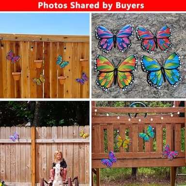 Kggetr 4Pcs Metal Butterflies Wall Decor, 9.8 inches Colorful Butterfly Art Decorations for Outdoor Fence Garden Yard Patio Tree, Great Gifts for Family Friends - Image 3