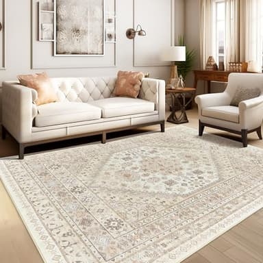 zesthome 8x10 Area Rugs for Living Room,Non-Slip Backing Washable Rugs,Vintage Large Area Rug，Stain Resistant Home Decor Rug - Image 3