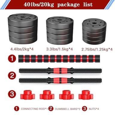 BCBIG Adjustable-Dumbbells-Sets,Free Weights-40lb(20lb*2) Dumbbells Set of 2 Convertible To Barbell A Pair of Lightweight for Home Gym,Women and Men Equipment. - Image 2