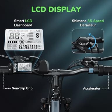 isinwheel M10 Electric Bike for Adults with 374.4Wh Removable Battery, 55 Miles 20MPH Commuting Electric Mountain Bike with 500W Brushless Motor, 35 Speed, 26" Tires and Front Fork Suspension (Black) - Image 8