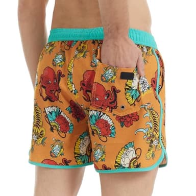 maamgic Mens Boys Short 80s 90s Vintage Swim Trunks with Mesh Lining Quick Dry Swim Suits Board Shorts Octopus XX-Large - Image 5