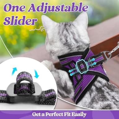 rabbitgoo Cat Harness and Leash Set for Walking Escape Proof, Adjustable Soft Kittens Vest with Reflective Strip for Cats, Comfortable Outdoor Vest, Purple, S - Image 7