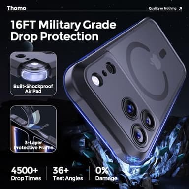 Thomo Magnetic for iPhone 17 Pro Max Case, [Compatible with Magsafe] [Full Camera Protection] Translucent Matte Military Grade Shockproof with Anti-Fingerprint Phone Cover 2025, Black - Image 5