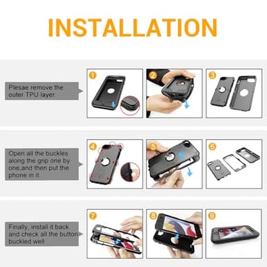 jaroco for iPhone SE Case 2022/2020/3rd/2rd,iPhone 8/7 case [Shockproof] [Dropproof] [Military Grade Drop Tested] with Non-Slip Removable Heavy Duty Full Body Phone Case-Black - Image 7