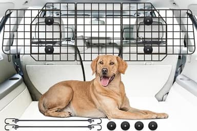 Gtongoko Dog Car Barriers for SUVs, Vehicles, Cars, Trucks, Upgraded Adjustable Heavy-Duty Wire Mesh Pet SUV Barriers Universal-Fit, Car Accessories Safety Travel, 2pcs 51.2In Elastic Ropes Included - Image 1