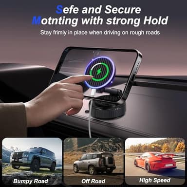 Magnetic Phone Holder for Car - Upgraded 360° Vacuum Magnetic Phone Holder, Foldable Retractable Suction Cup Car Mount for Magsafe for Your Car/Gym/Mirror Mount for iPhone & Android - Image 7