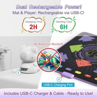 Dance Mat for Kids, Rechargeable Dance Mats for Girls and Boys, Light-up Dancing pad Game with Wireless Bluetooth, Christmas Birthday Gifts Ideas for 3 4 5 6 7 8 9 10 11 12 Year Old Kids - Image 4