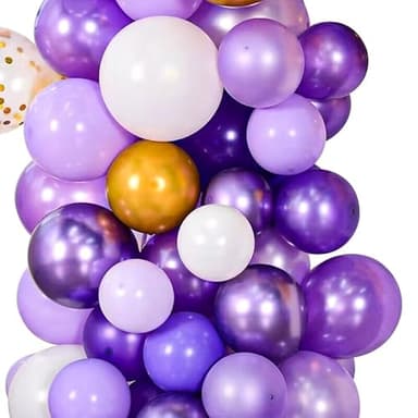YinQin 63 PCS Purple Gold Happy Birthday Party Balloons Set with Photo Backgrounds Backdrops Banner Cloth Confetti Balloon Purple Golden Happy Birthday Party Supplies Decorations for Girl Women - Image 8