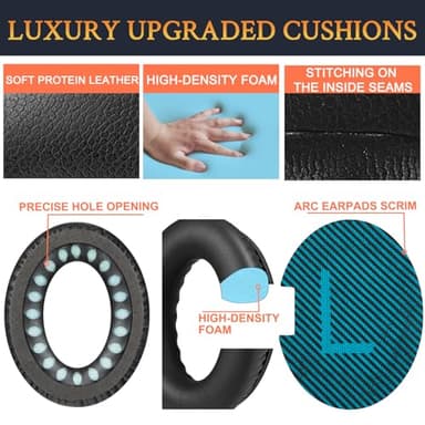SoloWIT Protein Leather Earpads Cushions for Bose Headphones, Replacement Ear Pads for Bose QuietComfort 15 QC15 QC25 QC2 QC35/Ae2 Ae2i Ae2w/SoundTrue & SoundLink Around-Ear Series - Black&Blue - Image 5