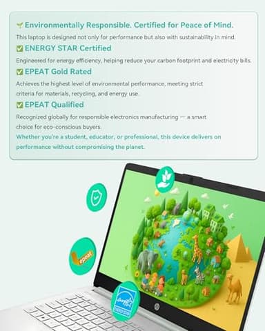 HP 2025 14 Inch Ultra Light Laptop, Stylish Willow Green, Intel Processor N150, 16GB RAM, 384GB Storage(128GB UFS+256GB MSD), Wi-Fi 6, Windows 11 Pro, Copilot Key - Image 6