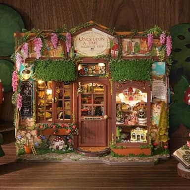 TuKIIE DIY Miniature House Kit with Furniture, 1:24 Scale Creative Room Opened & Closed Wooden Dollhouse Book Nook Plus Dust Proof for Kids Teens Adults(Dollhouse Shop) - Image 3