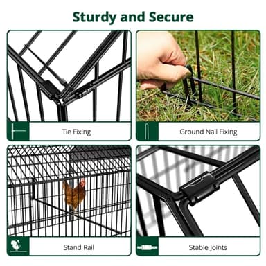 PawGiant Chicken Coop 86"×40" Chicken Run Pen for Yard with Cover Outdoor Metal Portable Chicken Tractor Cage Enclosure Crate Outside for Small Animals Duck Rabbit Hen - Image 4