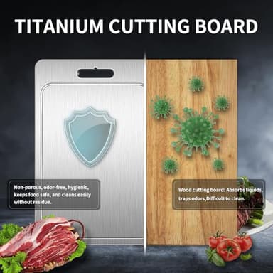 Titanium Cutting Board 100% Pure Cutting Boards With Juice Groove Metal Grade Food Double Sided Chopping Board for Cutting Meats Vegetables Fruits(Titanium-X-Large) - Image 3