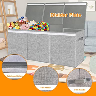 Pantryily Extra Large Toy Box for Girls Boys - Collapsible Kids Toy Chest Boxes Organizers and Storage for Livingroom,Playroom,Closet 35.8"x12.6"x16"(Grey) - Image 2