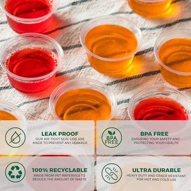 Freshware Plastic Portion Cups with Lids [5.5 Ounce, 100 Sets] Souffle Cups, Jello Shot Cups, Condiment Sauce Containers For Sampling, Sauce, Snack or Dressing - Image 6