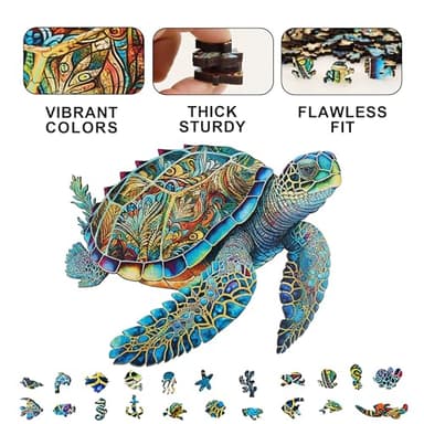 MYS Aurora Wooden Puzzles, Sea Turtle Jigsaw Puzzles 200 Pieces, 5MM Unique Shaped Wooden Puzzle for Adults and Kids, Birthday Gift Family Game 9.2 x 11.2 Inch - Image 4