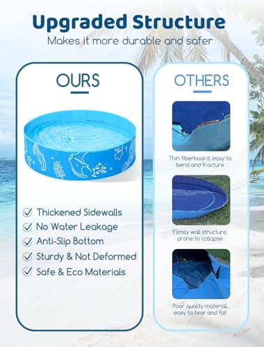 Hikiddy Foldable Kiddie Pool with Canopy: 47in Baby Pool and Beach Tent for Toddlers Infants 6-12 Months and Kids 2-4 Years Old - Portable Water Play with Shade for Outdoor Backyard Beach (Blue-Blue) - Image 5