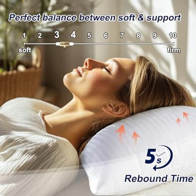 Favocama Bed Pillows Queen Size Set of 2 Hotel Collection Bed Pillow for Sleeping Queen Pillows 2 Pack for Back, Stomach or Side Sleepers Soft and Supportive Washable Pillows for Bedroom - Image 2