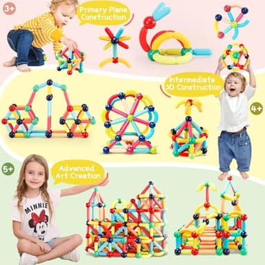 64PCS Magnetic Building Blocks, Montessori Magnet Toys for Kids Toddlers, STEM Learning Toys for Boys and Girls, Creativity Kids Game - Image 4