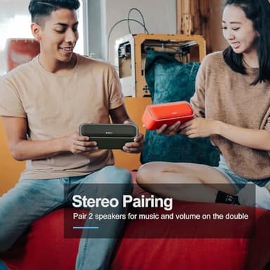 DOSS SoundBox Pro Bluetooth Speaker with 20W Stereo Sound, Active Extra Bass, IPX6 Waterproof, TWS Pairing, Multi-Colors Lights, 20H Playtime, Portable for Beach, Outdoor-Orange - Image 6