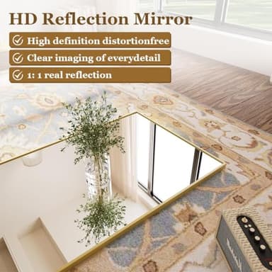 BEAUTYPEAK Gold Bathroom Wall Mirror - 30" x 40" Rectangular Mirror with Metal Frame, Hangs Horizontal or Vertical for Living Room Bedroom Bathroom Entryway - Image 3