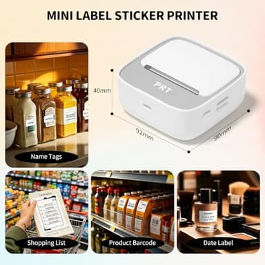 PRT Mini Sticker Printer, Portable Thermal Printer with 1 Roll Sticker Paper, Inkless Sticker Maker, Bluetooth Label Printer for Study Notes,Lists,Pictures,DIY Creations Small Printers for Home Use - Image 5