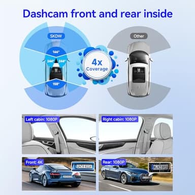 4 Channel Dash Cam 360° View,4K Front Rear Inside Dashcam,Left Right Dash Camera for Cars,Built-in GPS, 5G WiFi,Voice Control,Night Vision, 24/7 Recording Parking Mode Monitor, Free 128G Card - Image 3
