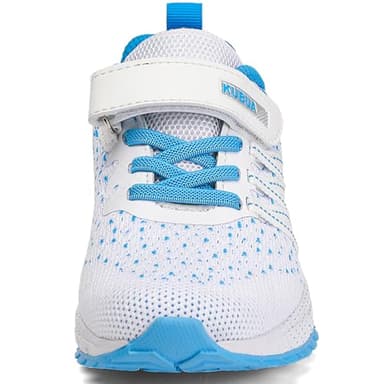KUBUA Kids Sneakers for Boys Girls Running Tennis Shoes Lightweight Breathable Sport Athletic White Blue - Image 4