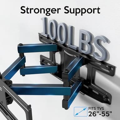 C-MOUNTS Full Motion TV Wall Mount Bracket with Articulating Dual Arm Swivel and Tilt fit 26 to 65 Inch Flat Screen TVs,Max VESA 400X400 and 110lbs,Fits up to 16" Studs - Image 3