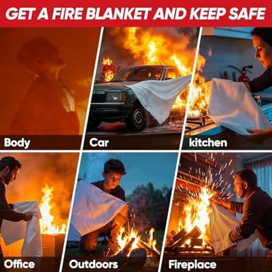 FIVEMAN Emergency Fire Blanket for Home Kitchen -40"x40"- Flame Fiberglass Fire Blankets for House Camping Car Office School Emergency Survival Safety - with Blanket Hook and Glove (1-Pack) - Image 5