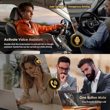 ICOMTOFIT Bluetooth Headset, Wireless Bluetooth Earpiece V5.0 Hands-Free Earphones with Built-in Mic for Driving/Business/Office, Compatible with iPhone and Android (Gray) - Image 7
