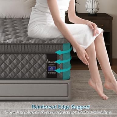 VISCOUNTESS Queen Mattress, 12 Inch Hybrid Mattresses Grey, Euro Top Medium Firm for Back & Lumbar Support, 100 Night Trial, Individual Pocket Spring for Motion Isolation & Pressure Relief - Image 8