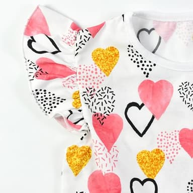 HILEELANG Baby Girl Short Sleeve Ruffle Dress Easter Cotton Casual Cute Love Print Playwear Spring Summer Clothes 18-24M - Image 4