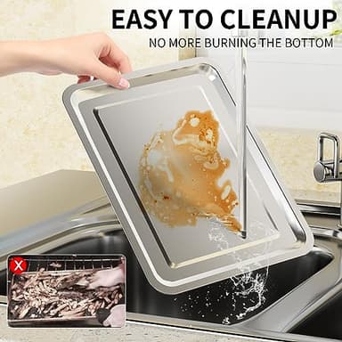 Air Fryer Basket, OPENICE 2 Set Air Fryer Pan and Crisper Tray for Oven, Non-stick Oven Air Fryer Basket for Baking and Crispy Foods - Large & Medium - Image 7