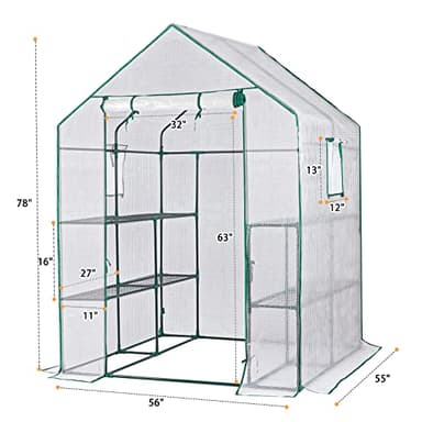 Greenhouses for Outdoors,Portable Walk in Greenhouse for Garden Plants That Need Frost Protection and Away from Pests,Animals(56"x55"x78")-White - Image 5