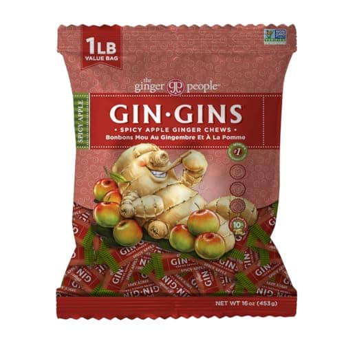 GIN GINS Spicy Apple Ginger Chews – Natural Fresh Ginger Candy by The Ginger People – Individually Wrapped Healthy Candy – Spicy Apple Ginger Flavor – Large 1 lb Bag (16oz) – Pack of 1 - Image 1