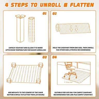 Office Chair Mat for Carpeted Floors, Desk Mats 48"X30" for Rolling Desk on Low Pile Carpets, Small Computer Gaming Plastic Floor Mats for Office Chair on Carpet, Easy Glide Without Curling - Image 7
