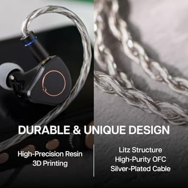 Linsoul SIMGOT SuperMix 4 1DD+1BA+1Planar+1PZT Hybrid Drivers Earphones, HiFi in Ear Monitor IEM, Wired Gaming Earbuds with OFC Silver-Plated Cable for Musician Audiophile - Image 6