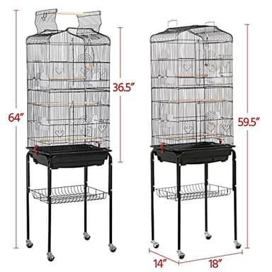 Yaheetech 64-inch Play Open Top Medium Small Bird Cage with Detachable Rolling Stand for Parrot Lovebirds Finches Canaries Parakeets Cockatiels Budgie Parrotlet Conures - Image 3
