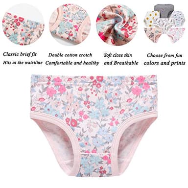 Sladatona Little Girls' Soft Cotton Underwear Bring Cool, Breathable Comfort Experience Panty 3-4t Mixed Colour Gray White - Image 2