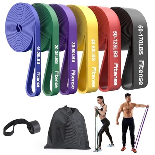 Fitense Resistance Bands Set - Pull Up Bands with 6 Resistance Levels 15-170 LBS for Men Women, Exercise Bands with Door Anchor, Training Poster & Pouch for Body Stretching, Pull Up Assist - Image 1