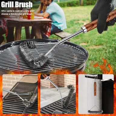 RINPIR 31pcs BBQ Grill Accessories Set for Men Dad, Heavy Duty Grilling Tools Gifts for Fathers Day, Stainless Steel BBQ Utensils Kit with Mats, Grill Brush in Carrying Bag Brown - Image 2