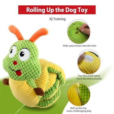 Gigwi Interactive Dog Puzzle Toys, Dog Snuffle Toy Treat Dispensing IQ Training, Cute Caterpillar Design Squeaky Plush Dog Toys Tug of War, Hide and Seek Dog Entertainment Toys for Boredom - Image 5