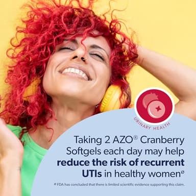 AZO Cranberry Supplement, Made with Concentrated Whole Fruit Cranberry Powder to Help Cleanse and Protect the Urinary Tract*, Sugar Free Cranberry Pills, Non-GMO, 100 Softgels - Image 6