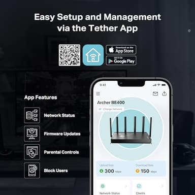 TP-Link Archer BE6500 Dual-Band Wi-Fi 7 Router (Archer BE400) | Dual 2.5 Gbps Ports USB 3.0 | Covers up to 2,400 Sq. ft and 90 Devices | Quad-core CPU| HomeShield, Private IoT, Free Expert Support - Image 8