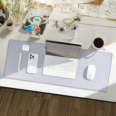 Reniteco Waterproof Large Gaming Mouse Pad with Durable Stitched Edges, Non-Slip Rubber Base, Grainy Jacquard Mouse Mat Desk Pad for Home Office Gaming, 15.74"x35.43"x0.12", Light Gray - Image 2