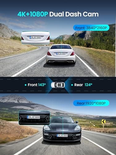 DDPAI Dash Cam Front and Rear, 4K+1080P Car On-Dash Mounted Cameras, Dashcam Included 64GB Card, Built-in 5G WiFi 6, GPS, 3'' IPS, AI ISP Night Vision, 48H Parking Mode, Loop Recording, ADAS, Z50 Pro - Image 3